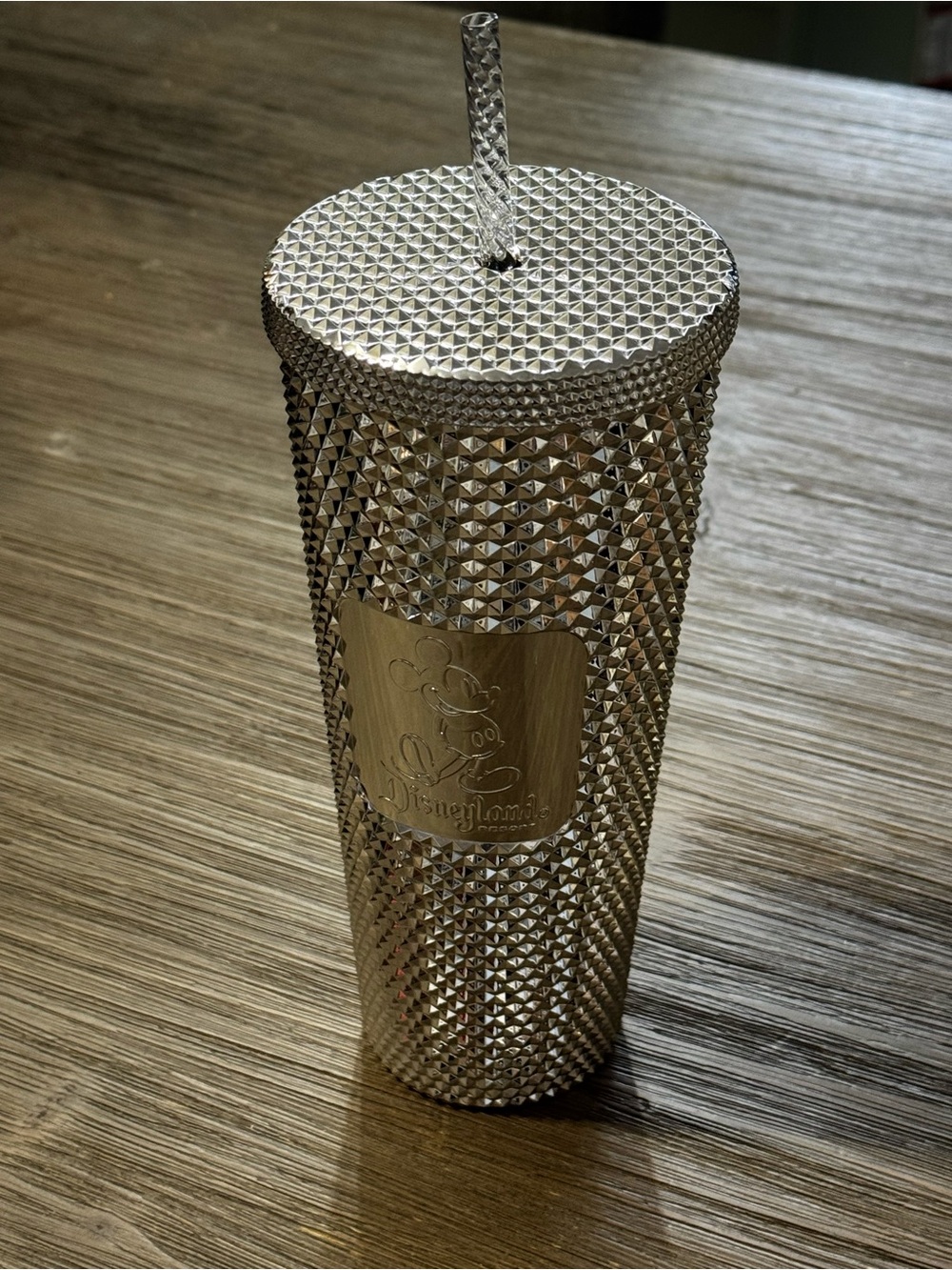 Disneyland Disney100 Starbucks Silver Studded Travel Tumbler with Straw